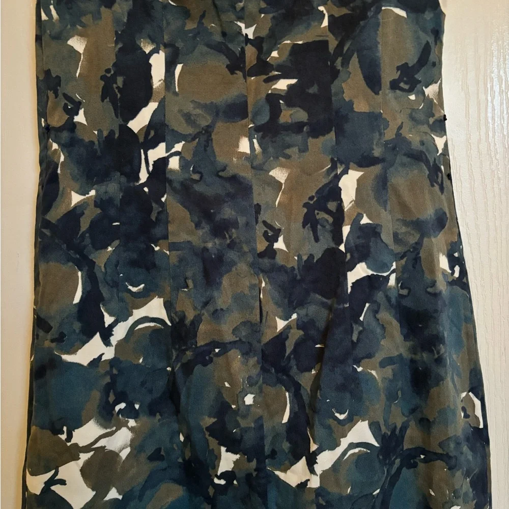 PIAZZA SEMPIONE Sleeveless Navy and Green Floral Leaves Print Dress - Picture 11 of 14